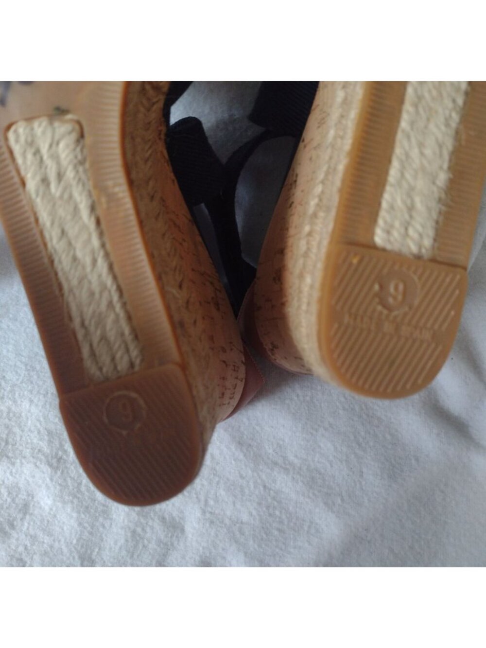 Tory Burch Natanya Wedge Espadrilles 9 Navy Blue Sandals w Elastic Ankle Straps - Picture 9 of 10